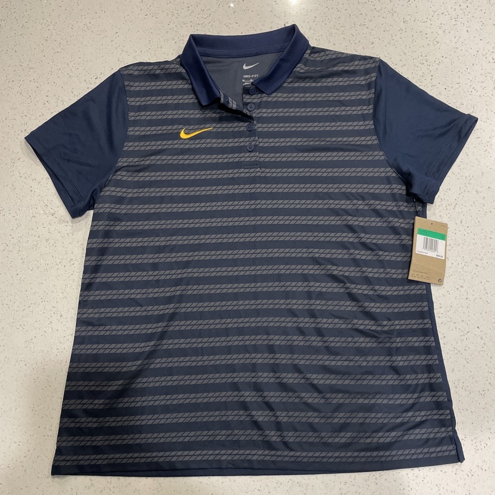 NEW Nike Golf Polo T Shirt Womens XL FJ9573 419 NWT$60 DRI FIT Blue STRIPE